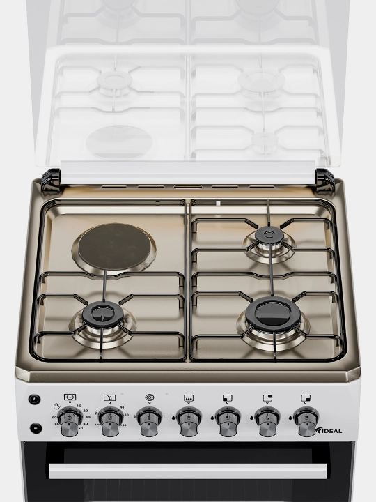 Ideal L410 gaz plitasi, 3+1 konforkali, duxovka hajmi 65 l, 60x60