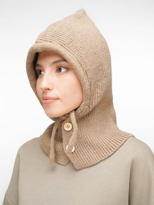 Ayollar uchun issiq qalpoq sharf - Kapor, kapyushon, to‘qilgan, kuz va qish uchun