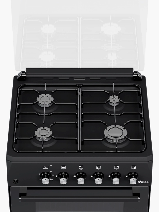 Gaz plita Ideal L115, 4 konforka, pech hajmi 65 litr, 60 * 60 sm