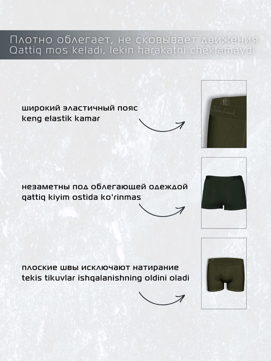 Erkaklar bokser trusiklari, elastik shortilari, S- XXL JOHN FRANK