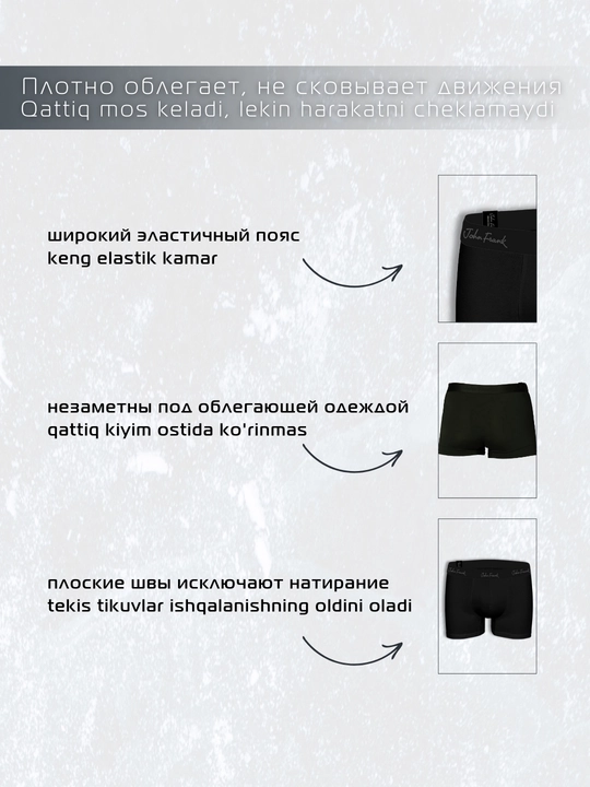 Erkaklar bokser trusiklari, elastik shortilari, S- XXL JOHN FRANK