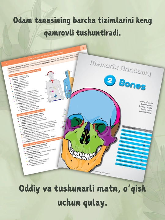 Tibbiyot kitobi, Memorix anatomiya, odam anatomiyasi, A4 formatda, qattiq muqovali