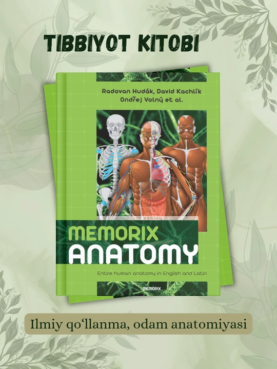 Tibbiyot kitobi, Memorix anatomiya, odam anatomiyasi, A4 formatda, qattiq muqovali