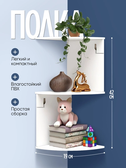 Полка угловая, настенная, навесная, 2, 3, 5, 7 уровней — MAGVIK-POLKUGL-МОЛОЧ