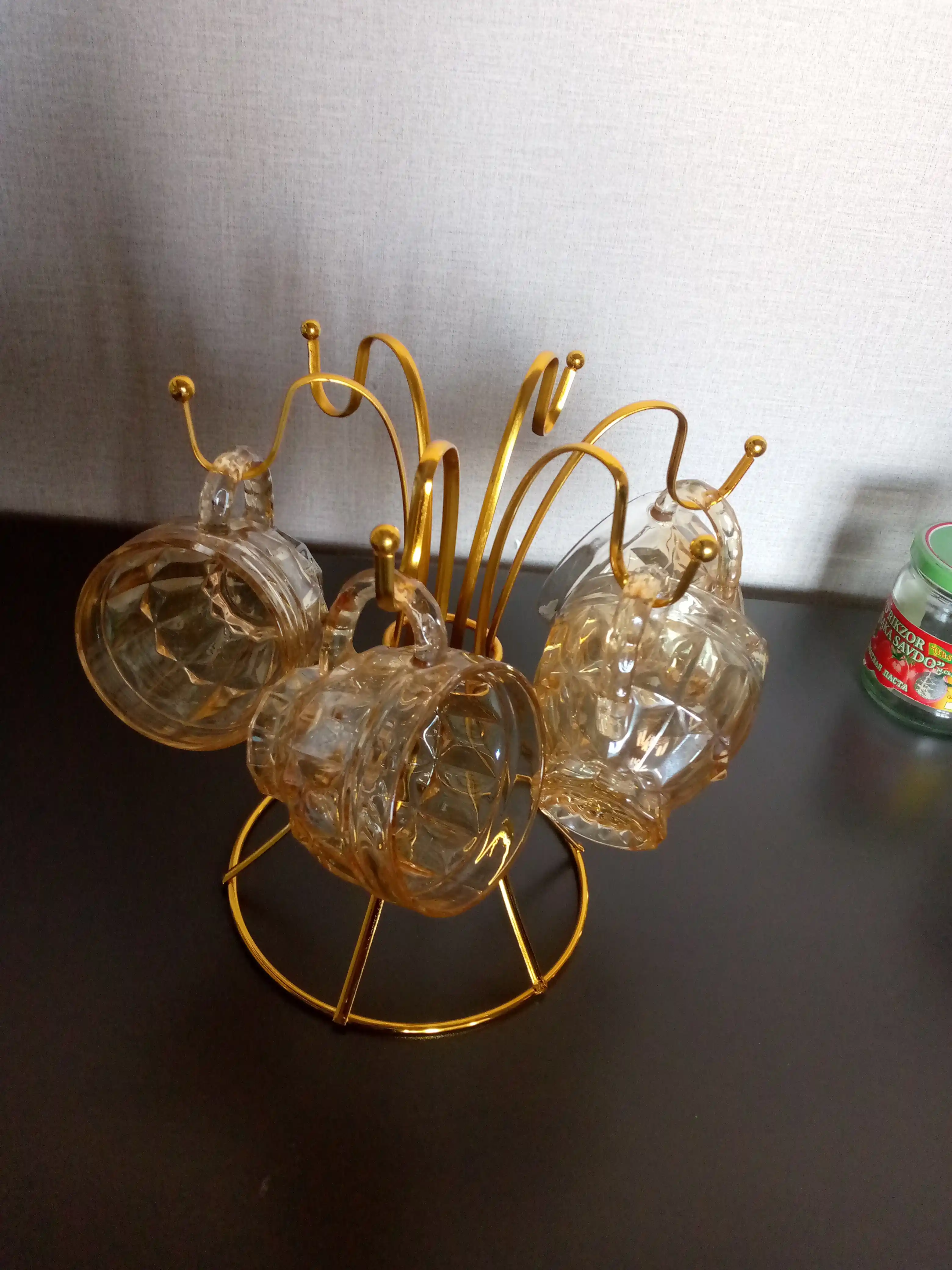 Nafis "Amber" shisha stakanlar to'plami, bo'rttirma naqshli, 6 dona, 280 ml
