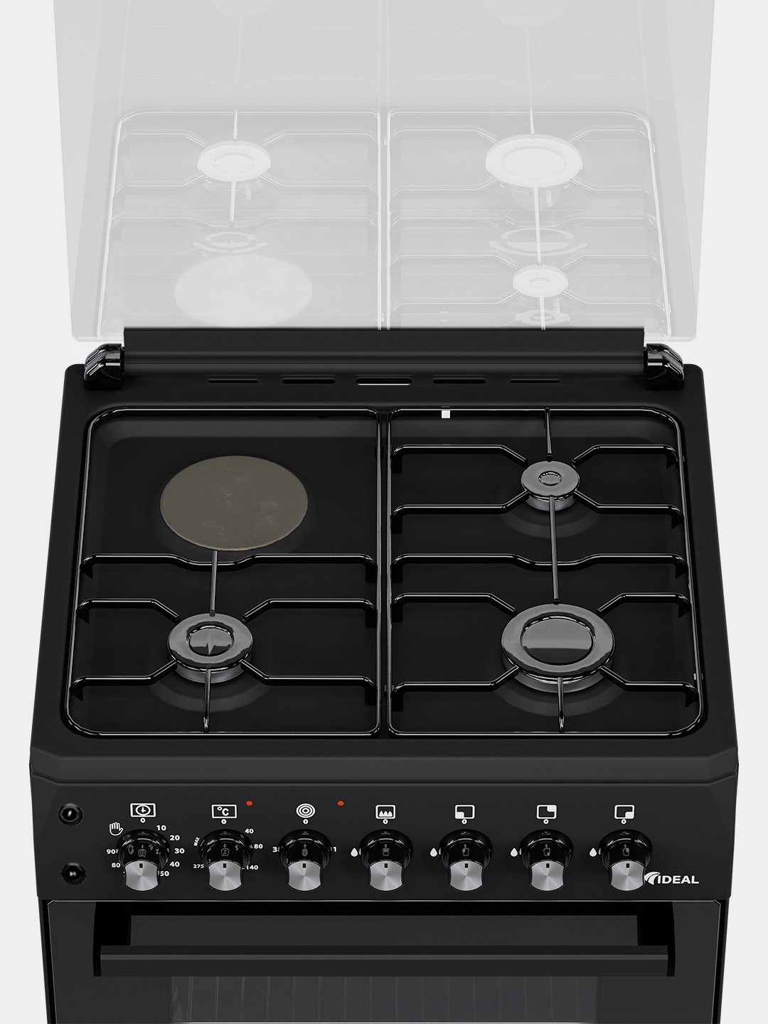 Ideal L400 gaz plitasi, 3 + 1 komfort, duxovka hajmi 65 l, 60 * 60