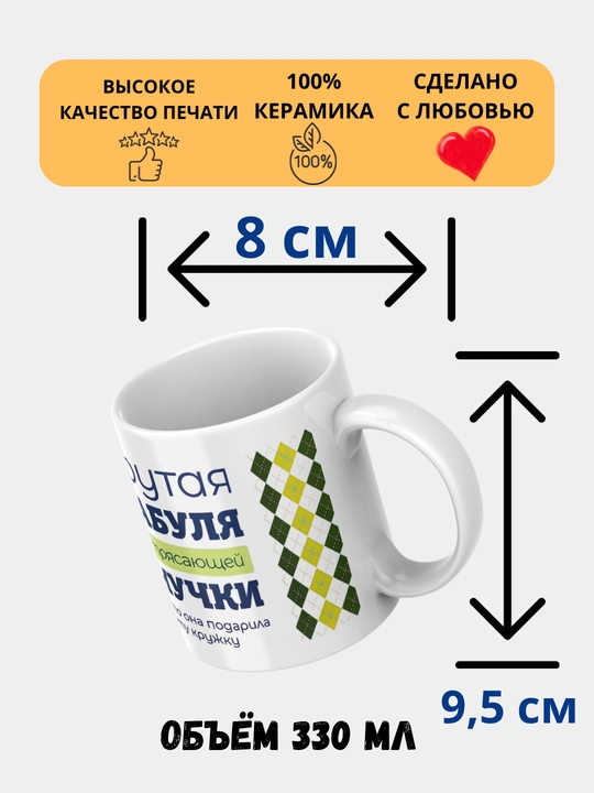 Кружка с принтом, для мамы, бабушки, папы, дедушки, белая, керамическая