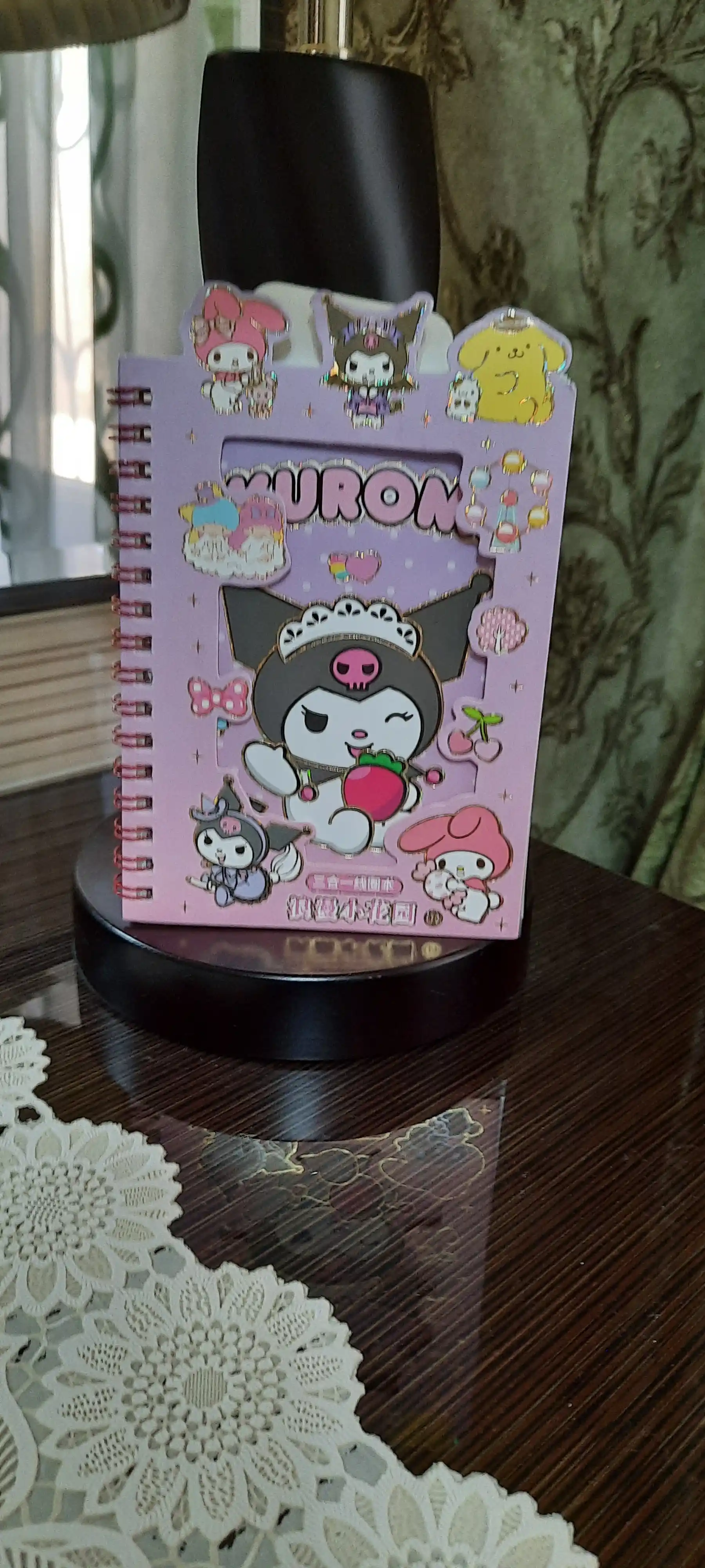 Bloknot stiker bilan Kuromi Sanrio, stiker kitobi, o'lchami 16 * 12 sm