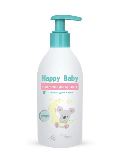 Гель-пенка для купания Liv Delano Happy Baby, с первых дней жизни, 0+, 300 мл - 