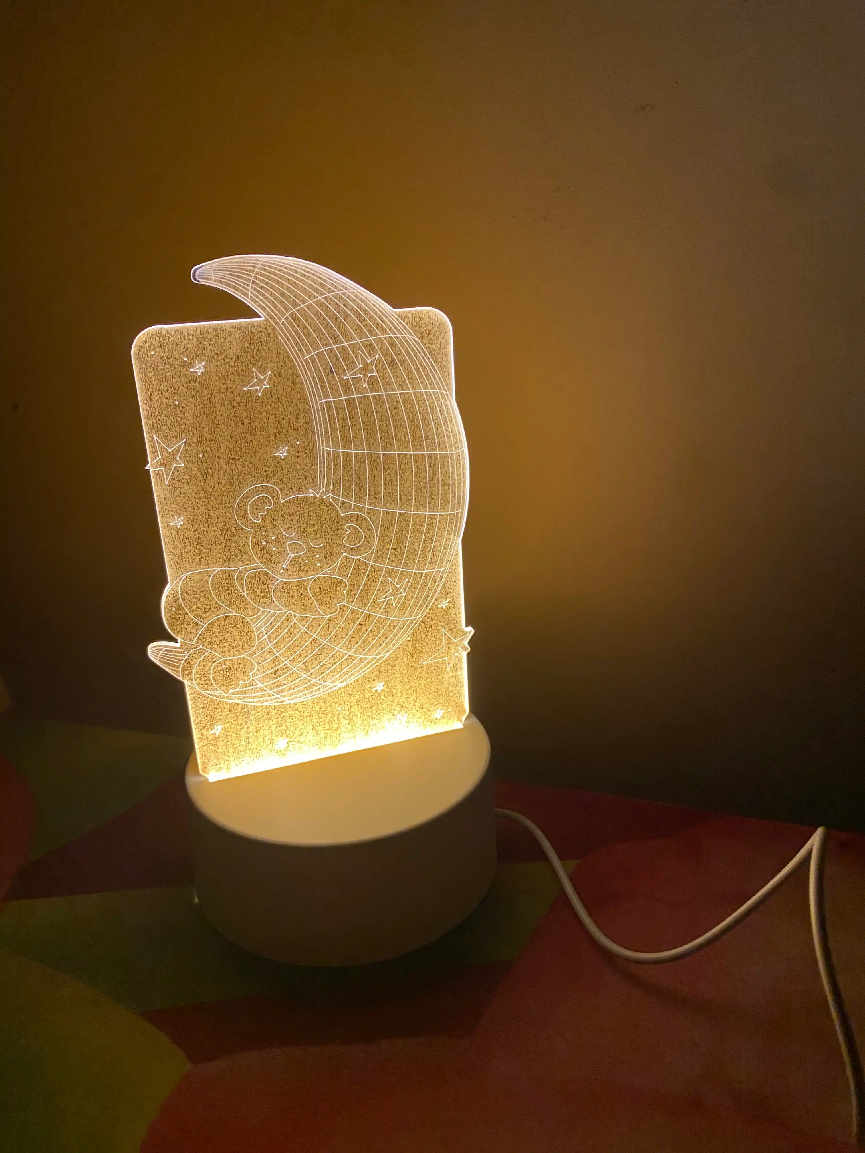 3D chiroq LED tungi chiroq, USB, 15 turdagi