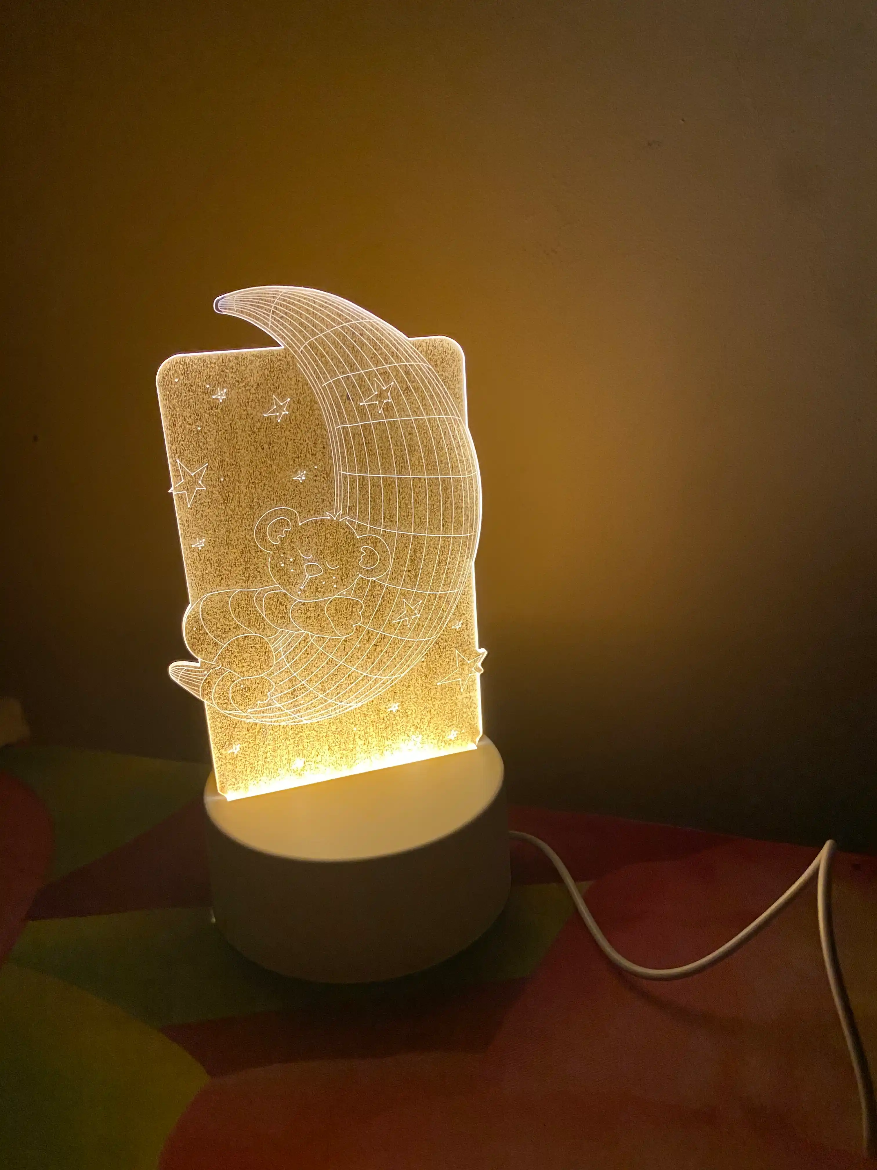 3D chiroq LED tungi chiroq, USB, 15 turdagi