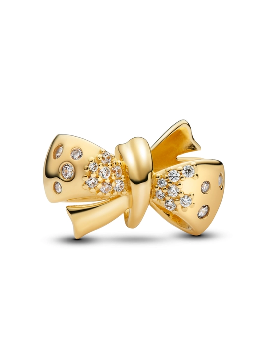 Pandora “Yaltiroq bantik” sharmi, tillarang, shaffof toshlar bilan 763442C01