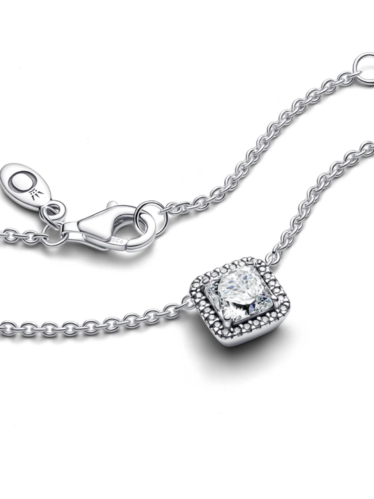 Ожерелье Pandora Halo квадратное, серебро 925, с кубическим цирконием 396241CZ-45
