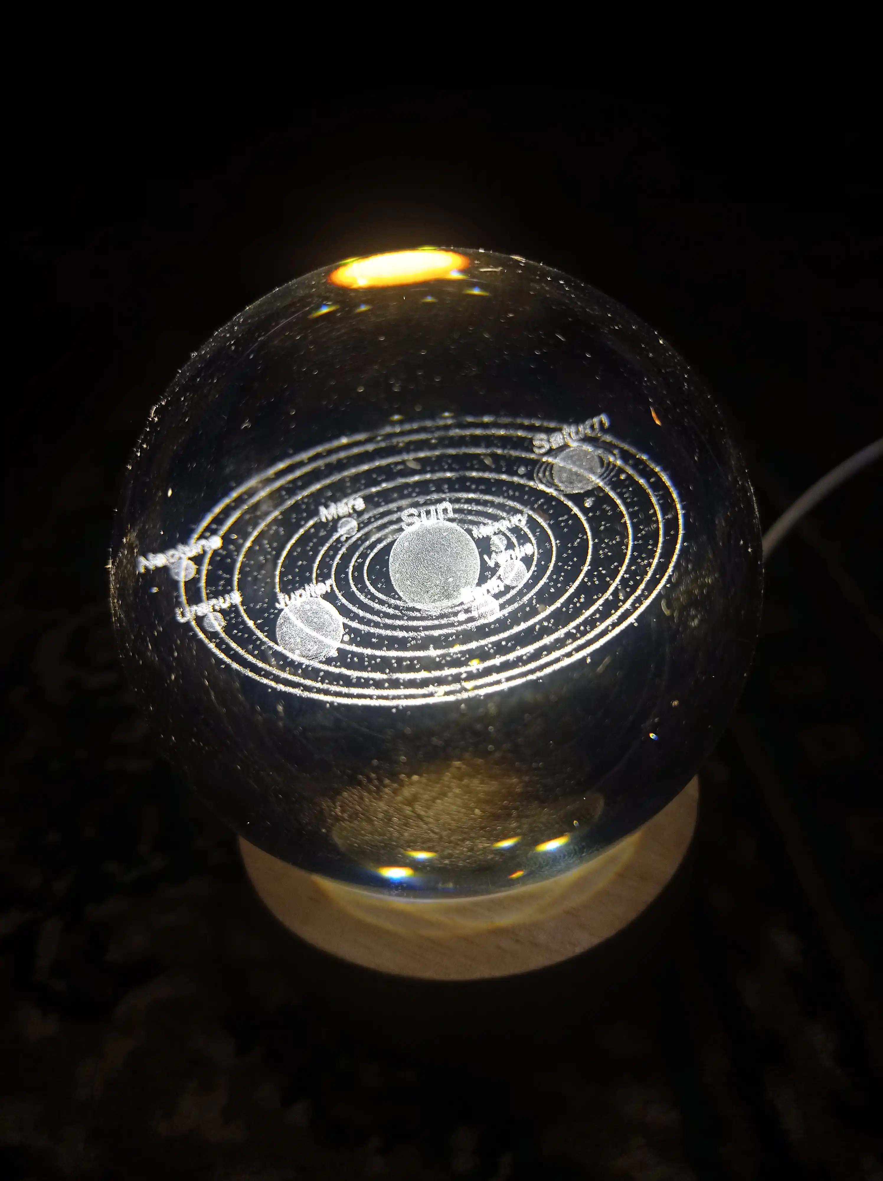 Ночник "Хрустальный шар" 3D, антистресс, настольная лампа, 8 см, светодиодная
