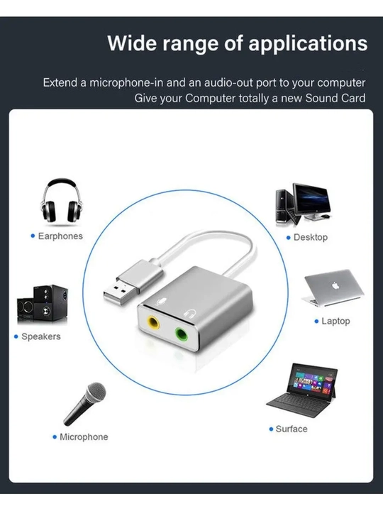 Tashqi ovoz kartasi USB 2.0 HIFI Magic Voice 7.1ch