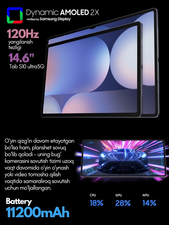 Планшет Samsung Galaxy Tab S10 Ultra 5G,S Pen есть,клавиатура есть только Wi-Fi,14.6",