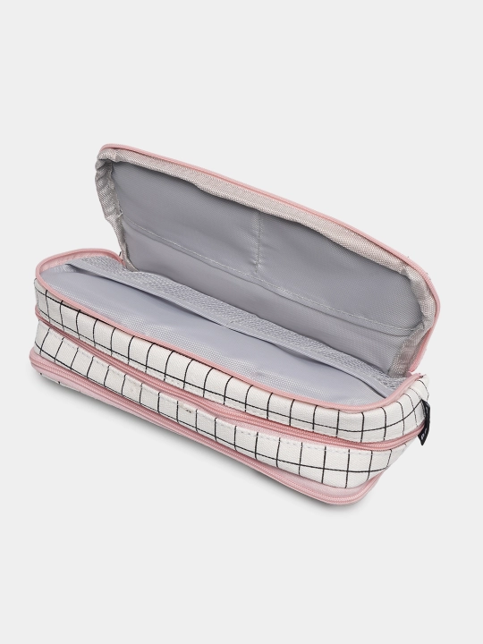 Maktab, qizlar uchun katakli qalamdon, kosmetik sumka