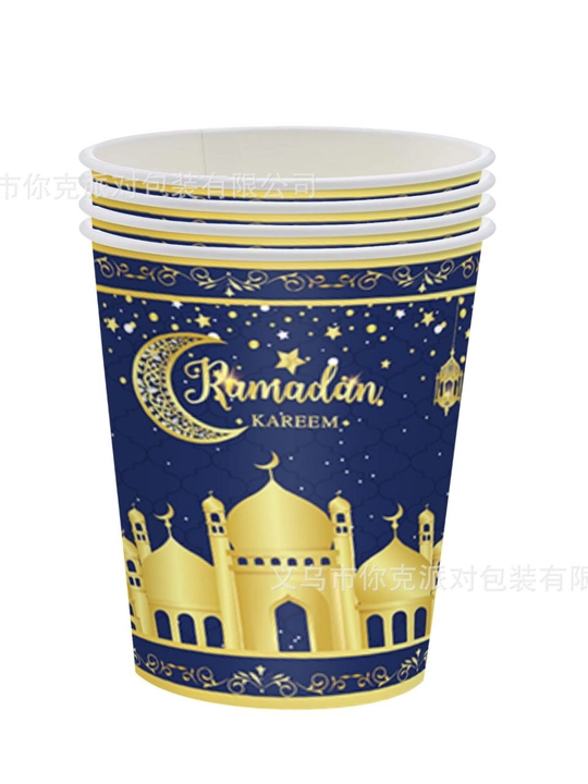 Ramazon oyi, selofan dasturxon, 1 martalik stakan, likopchalar va salfetkalar