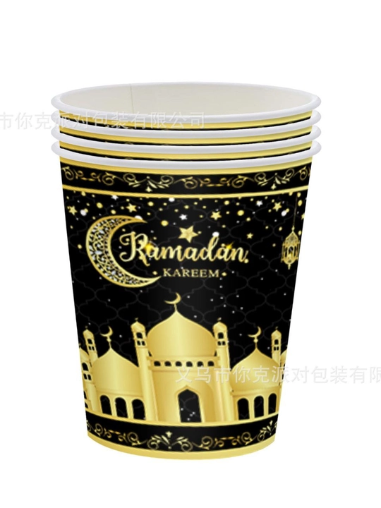 Ramazon oyi, selofan dasturxon, 1 martalik stakan, likopchalar va salfetkalar