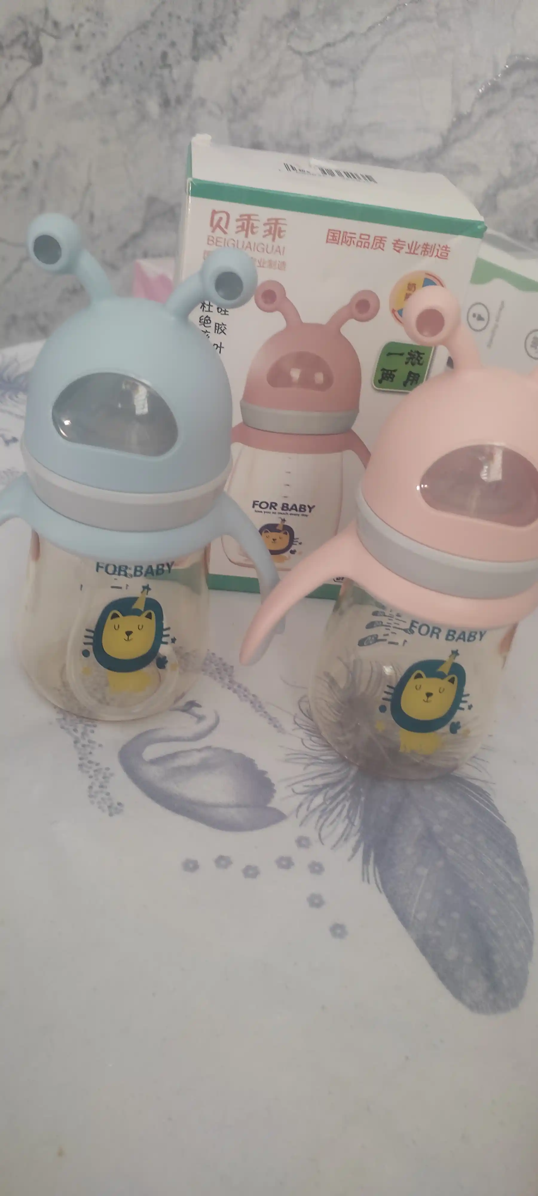 Детская бутылочка для кормления, с ручками и соской, антиколиковая Zi Store