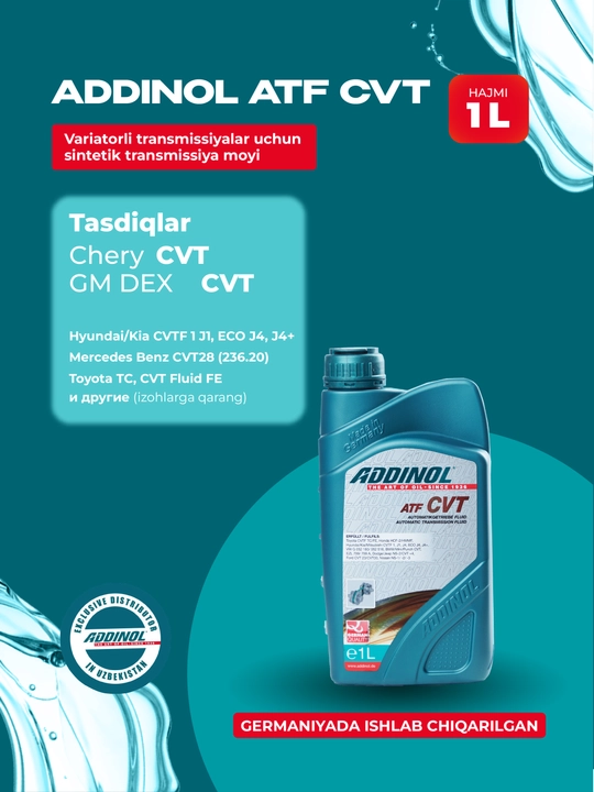 Sintetik transmissiya moyi, Addinol ATF CVT variator uzatmalar qutisi uchun