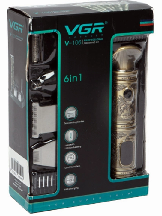 Professional,simsiz soqol olish va soch kesish uchun mashinka VGR V-106 6 tasi 1 da