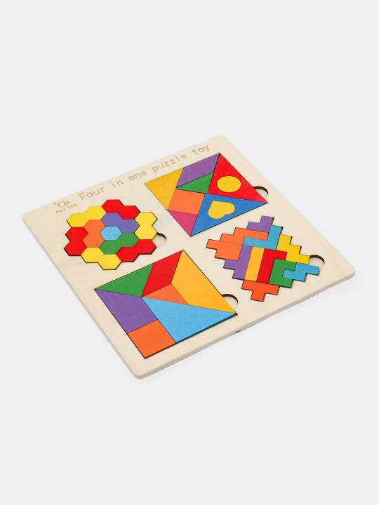 Ta'limiy yog'och jumboq o'yini Tangram, magnitli, tangram vazifalar bilan, tetris
