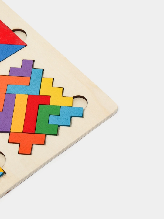 Ta'limiy yog'och jumboq o'yini Tangram, magnitli, tangram vazifalar bilan, tetris