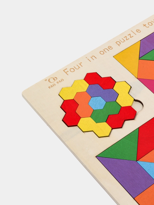 Ta'limiy yog'och jumboq o'yini Tangram, magnitli, tangram vazifalar bilan, tetris