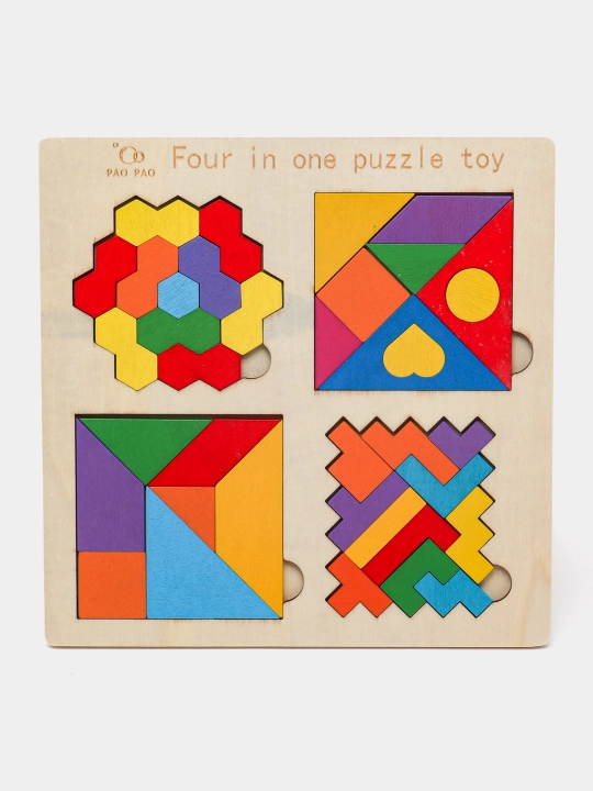 Ta'limiy yog'och jumboq o'yini Tangram, magnitli, tangram vazifalar bilan, tetris
