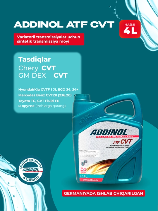 Sintetik transmissiya moyi, Addinol ATF CVT variator uzatmalar qutisi uchun