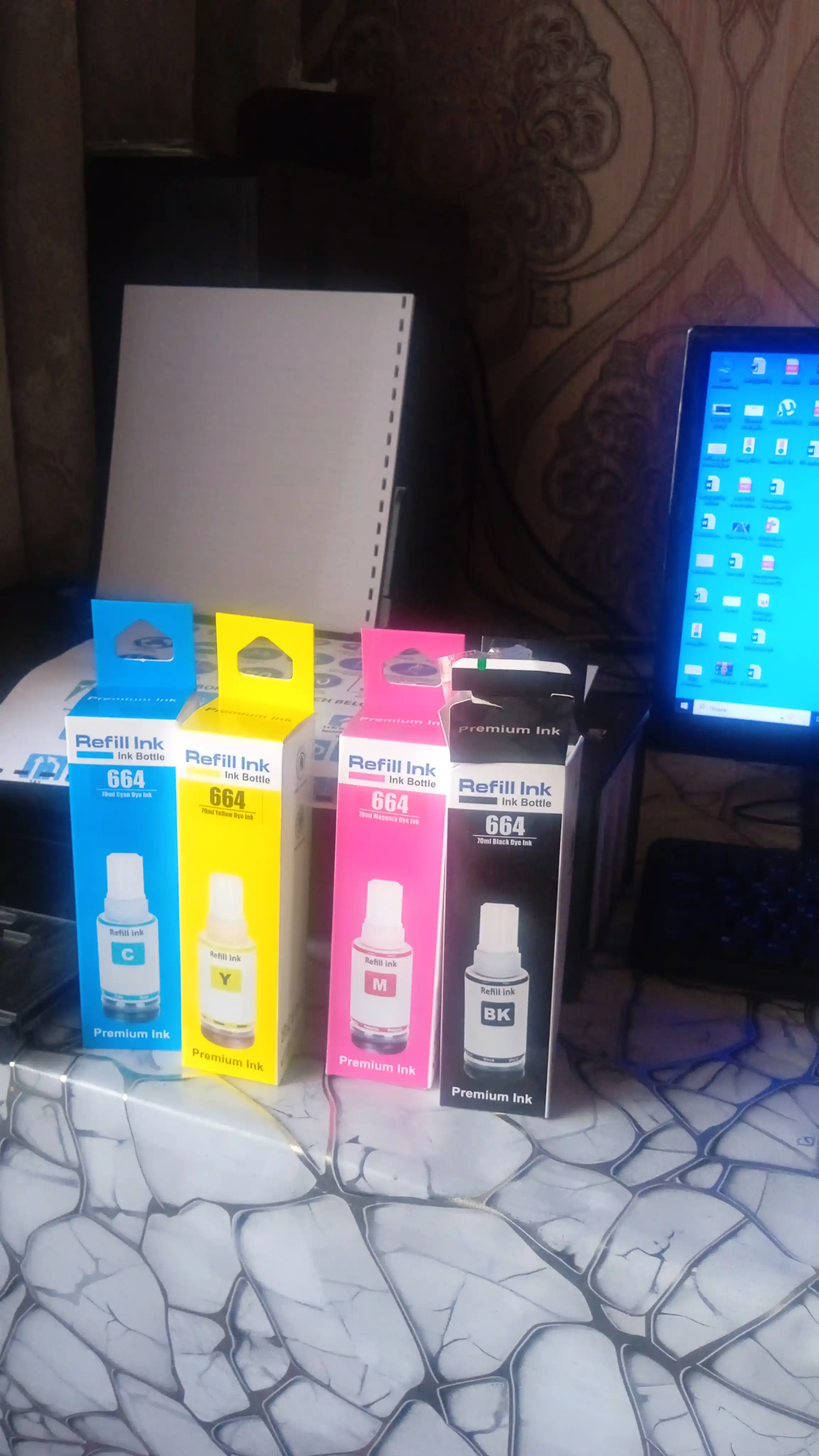 EPSON 664 siyohi L1300, L3050, L132, L210, L365, L120 printerlari uchun, 5x70ml to'plamda