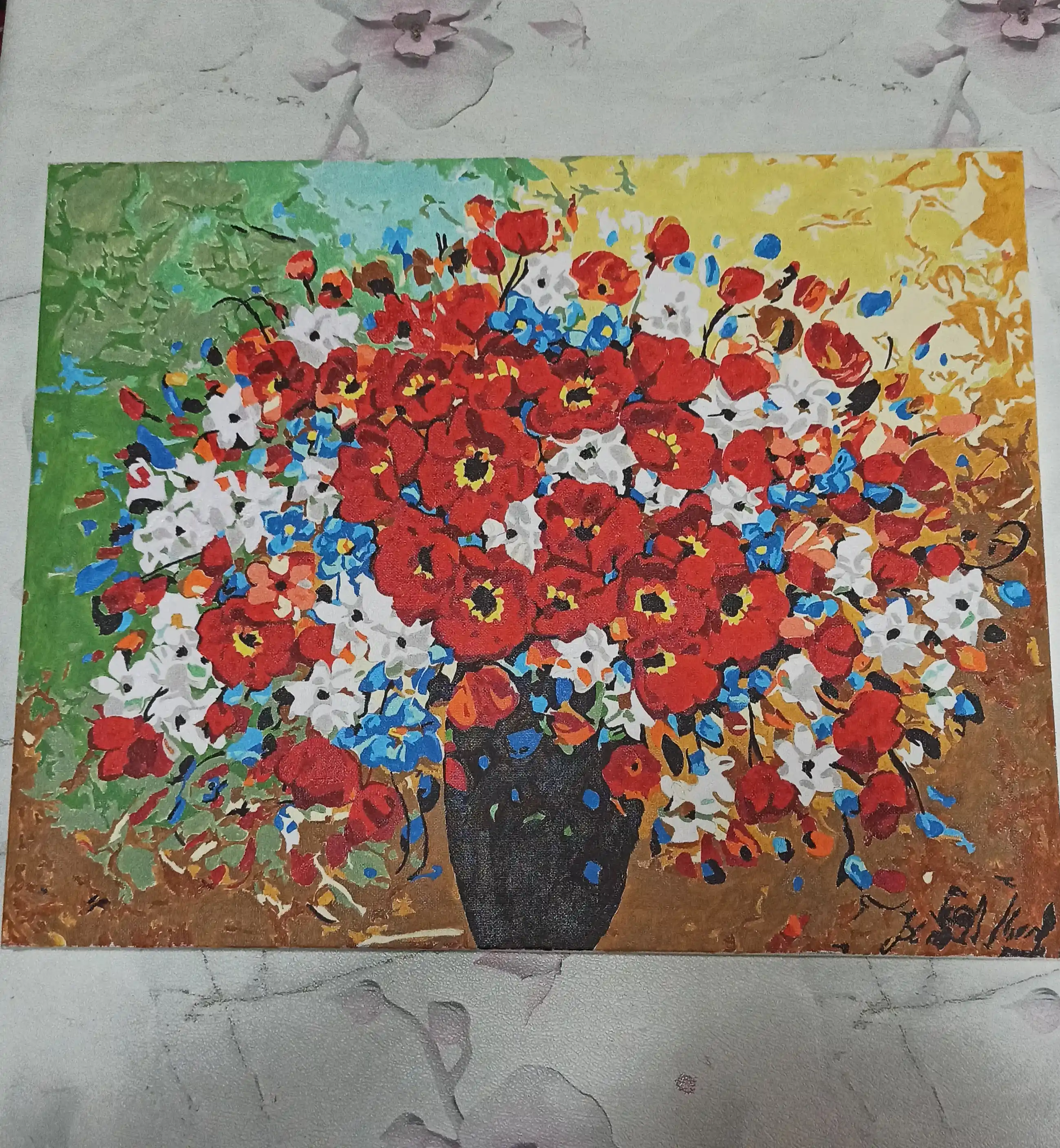 Raqam bo'yicha rasm Skystore, natyurmort va gullar, ramkaga tortilgan, 40 * 50 sm