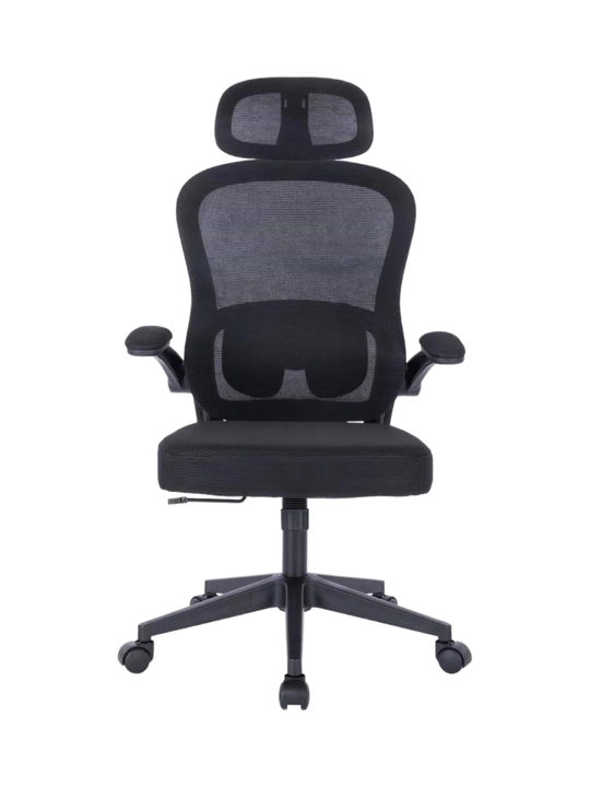 Orqa suyanchig‘i va bosh suyanchig‘i to‘rdan iborat CLERO ofis kreslosi, 120 kg gacha yuk ko‘taradi