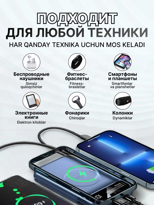 Power bank, tashqi akkumulyator, 10000/20000 mA/s, MagSafe