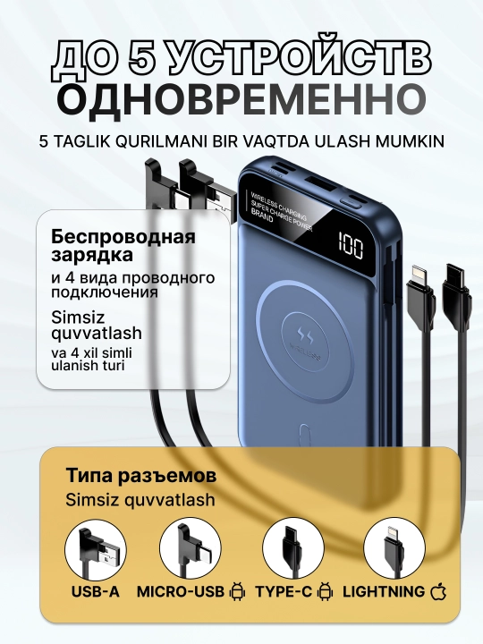 Power bank, tashqi akkumulyator, 10000/20000 mA/s, MagSafe