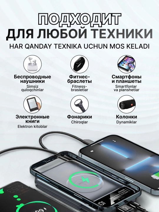 Power bank, tashqi akkumulyator, 10000/20000 mA/s, MagSafe