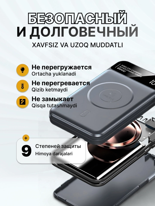 Power bank, tashqi akkumulyator, 10000/20000 mA/s, MagSafe
