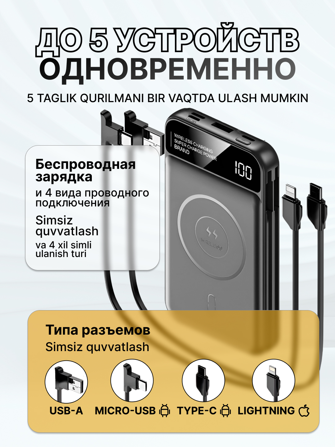 Power bank, tashqi akkumulyator, 10000/20000 mA/s, MagSafe