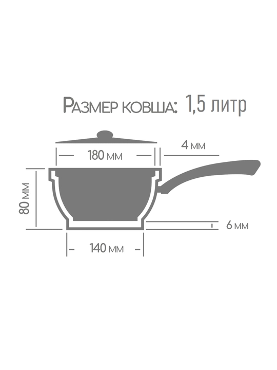 Ковш с антипригарным покрытием "Горница", с крышкой