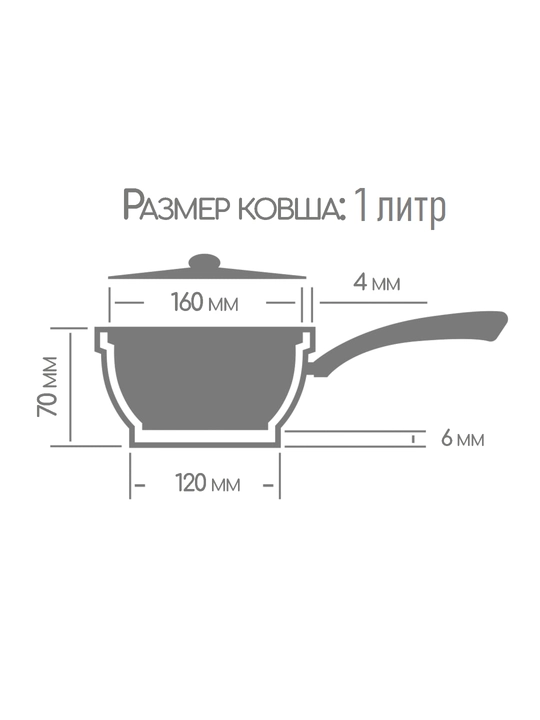 Ковш с антипригарным покрытием "Горница", с крышкой