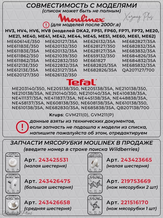 Нож и решетка к мясорубкам, для ручных и электрических