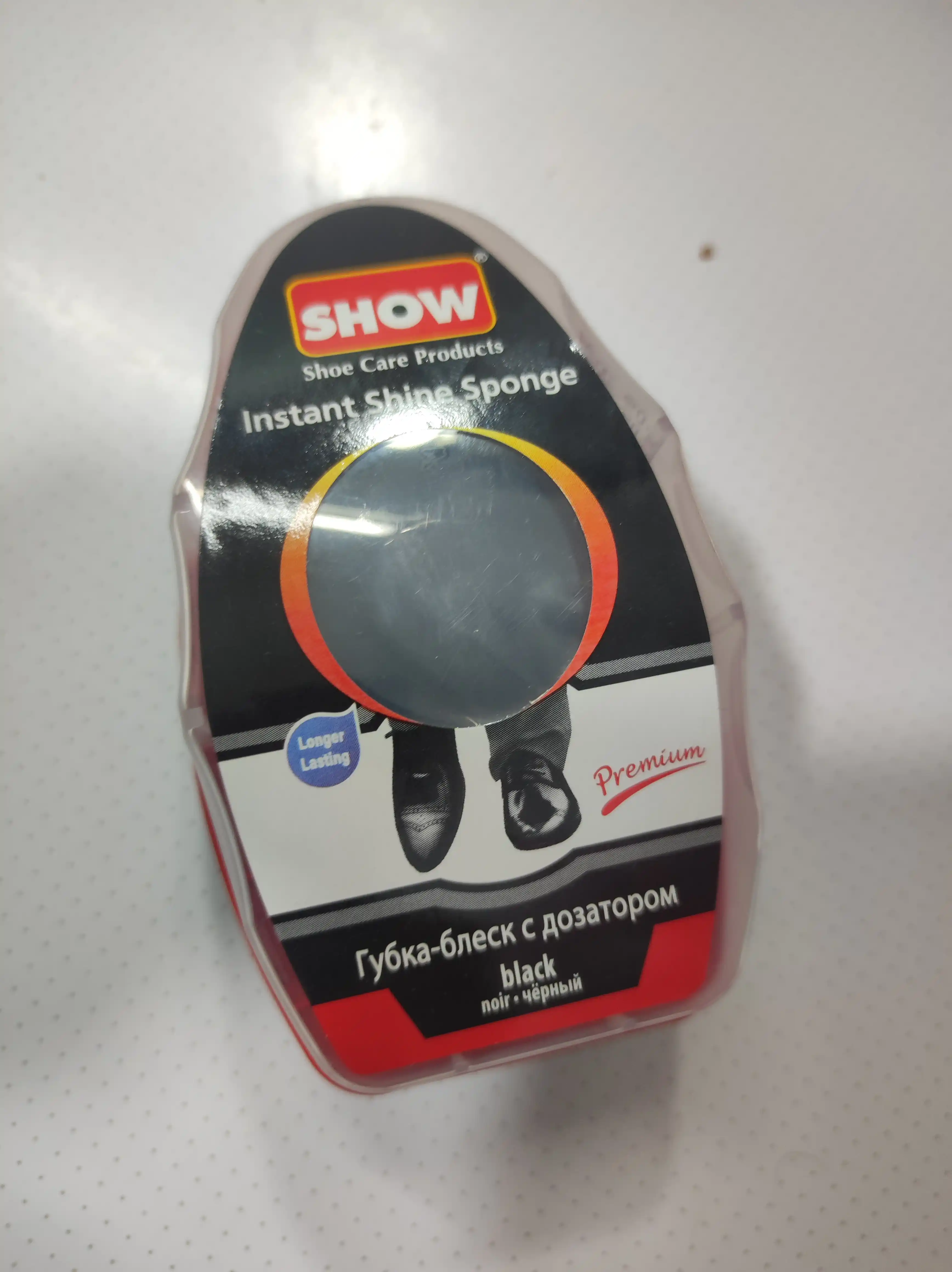 Губка-блеск для обуви Show, с дозатором, черный