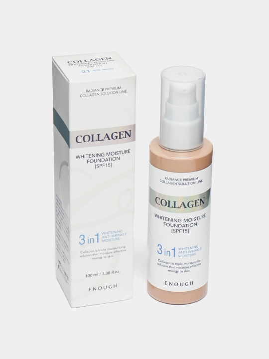 Тональный крем, Enough, Collagen Whitening Moisture Foundation SPF 15, 3 в 1, 100 мл