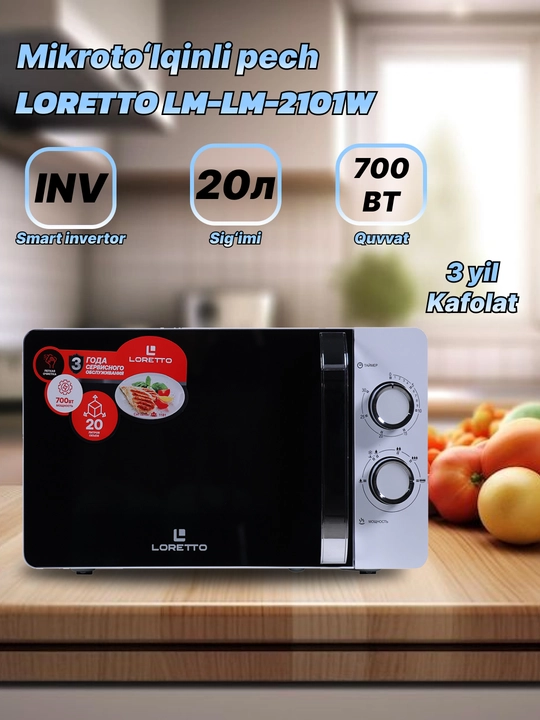 Mikroto'lqinli pech Loretto LM-2101, LM-2102, LM-2103, LM-2104, LM-2105, LM-2302, LM-2306