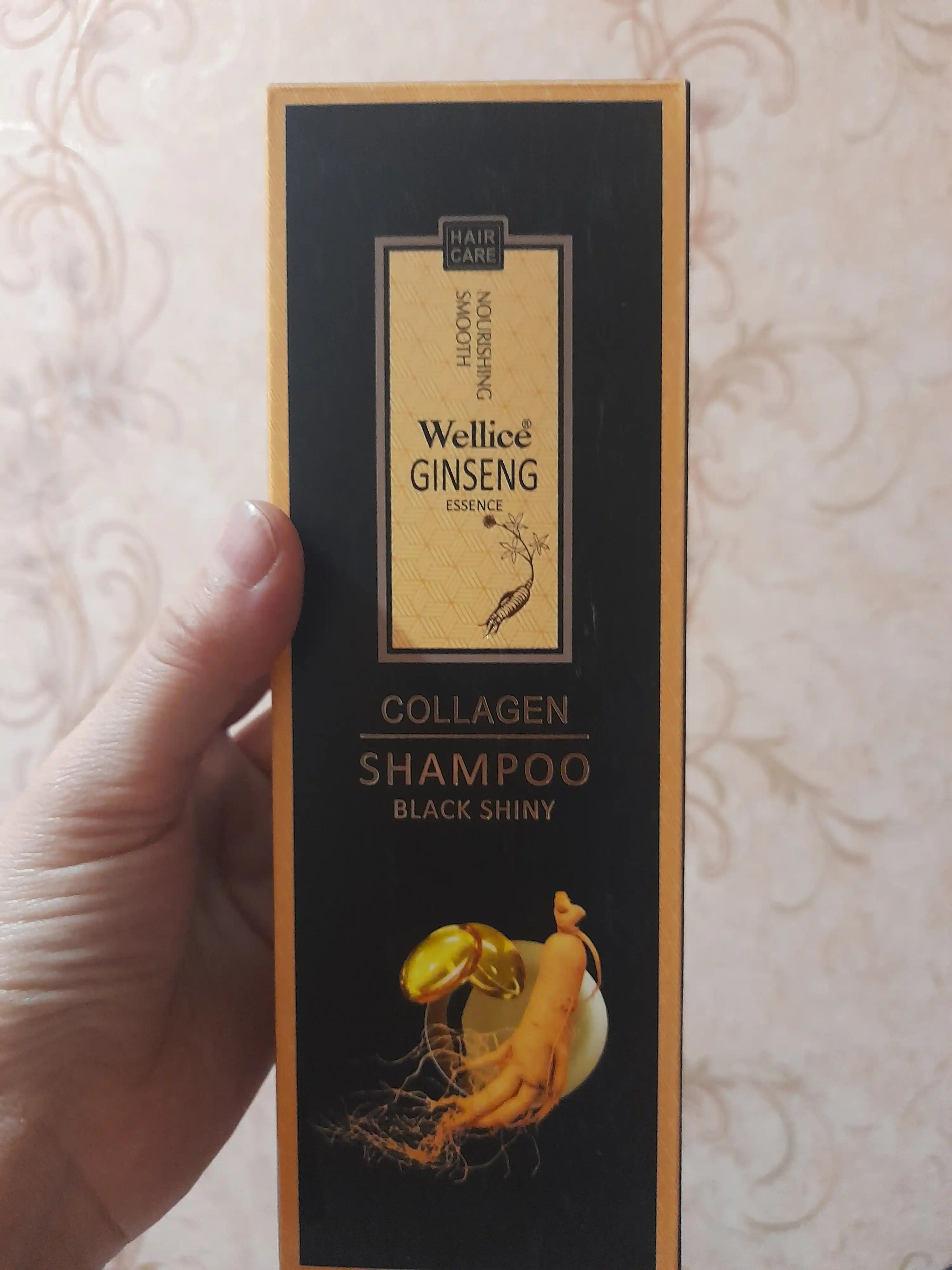 Soch to'kilishiga qarshi davolovchi shampun jenshenli Wellice Ginseng Collagen, 420 ml