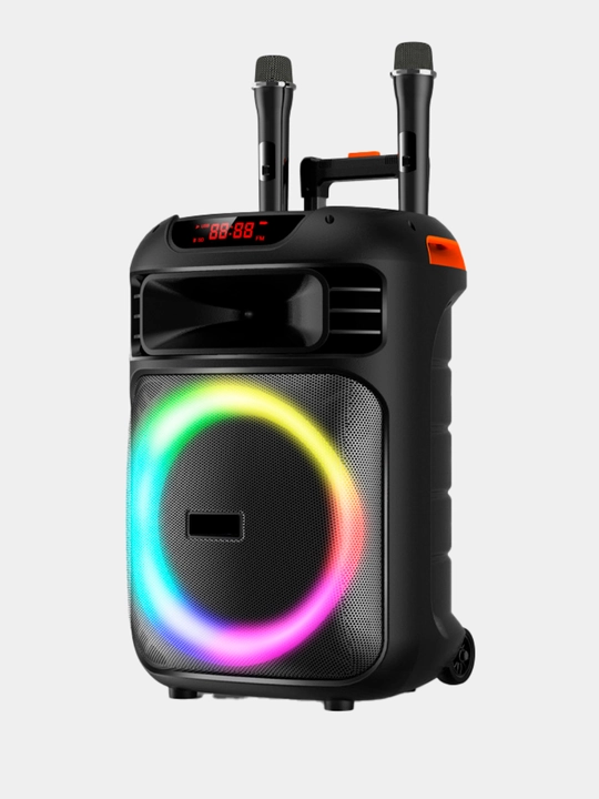 Hoco Bluetooth karnay, 2ta mikrofon, kuchli ovoz va yorqin LED yoritgichlar simsiz mikrafon