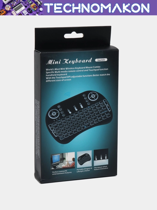 Simsiz mini klaviatura Mini Keyboard Backlit yoritgichi bilan