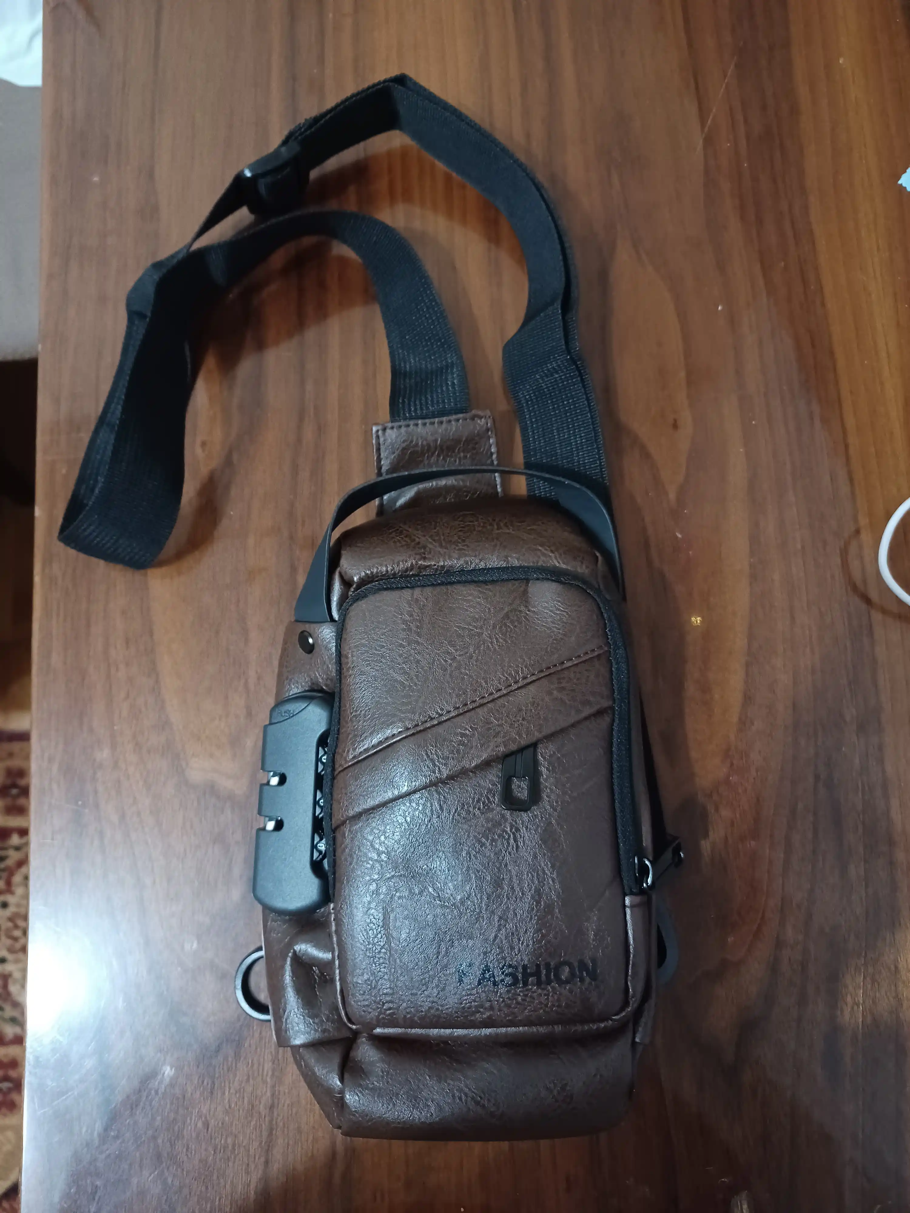 Сумка мужская через плечо, эко кожа, TSA кодовый замок, USB порт
