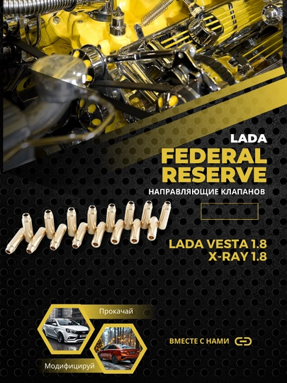 Втулки клапанов направляющие Lada Vesta 1,8, XRAY 1,8, 16V, латунь, Federal Reserve